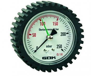 Prüfmanometer Niederdruck   0 - 250 mbar  Ø = 60 mm  /   G 1/2